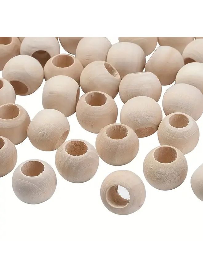 خرز خشب طبيعي 10 مم 150 قطعة ثقوب كبيرة لصنع المجوهرات والحرف اليدوية DIY وديكور المنزل - Image 1